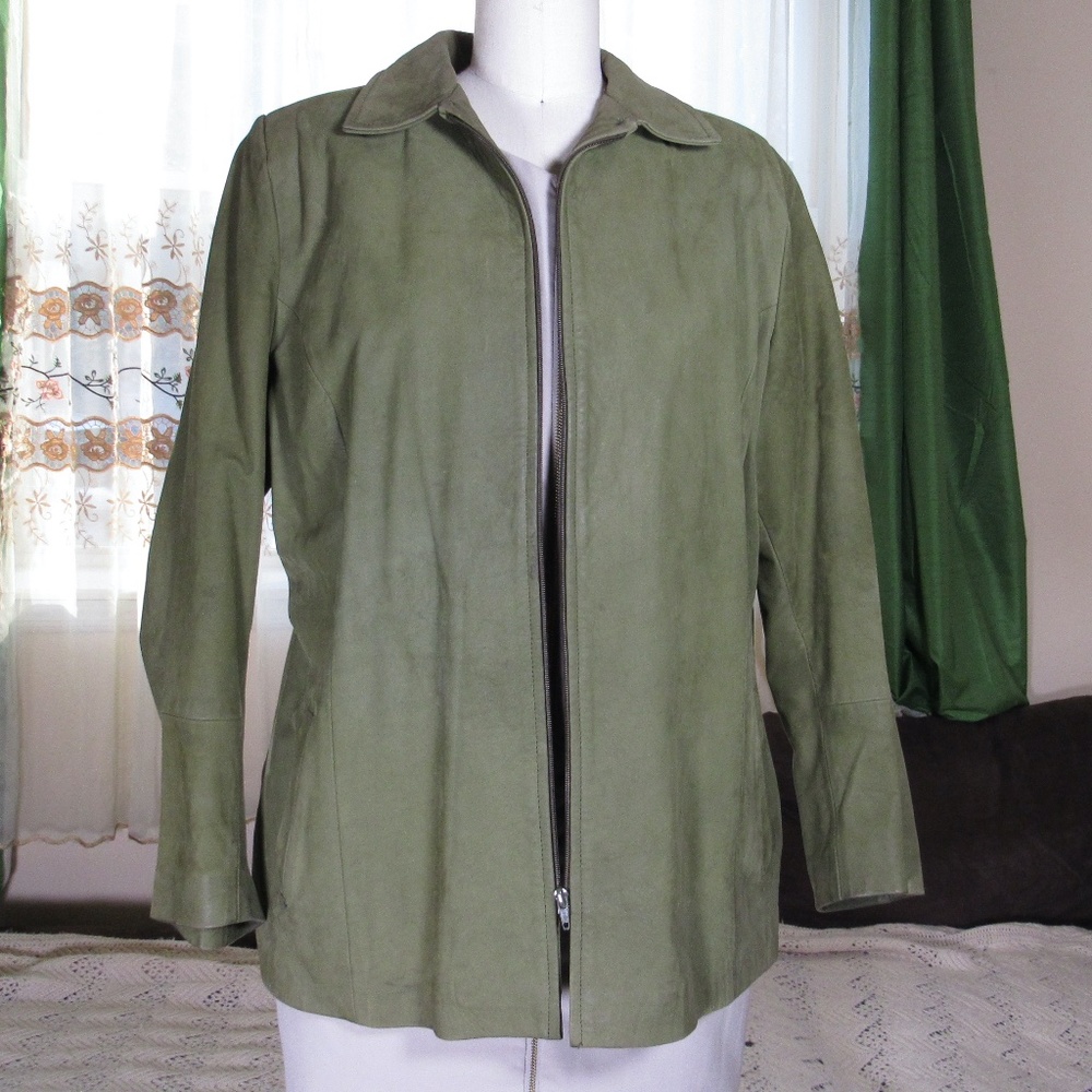 Vintage Leather Jacket, Green Leather Jacket,